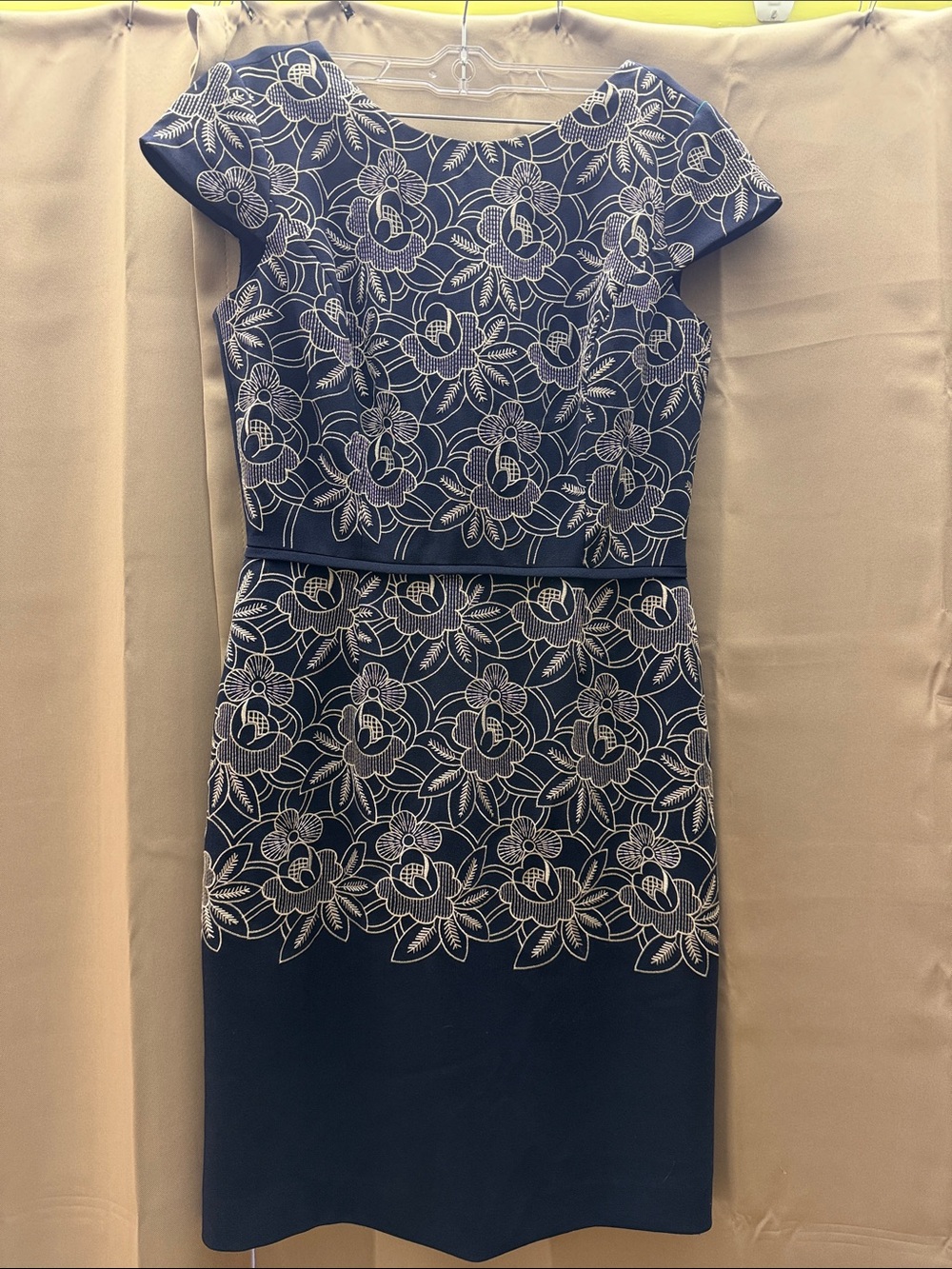 Alex Marie Navy Floral Lace Midi Dress Sz 6